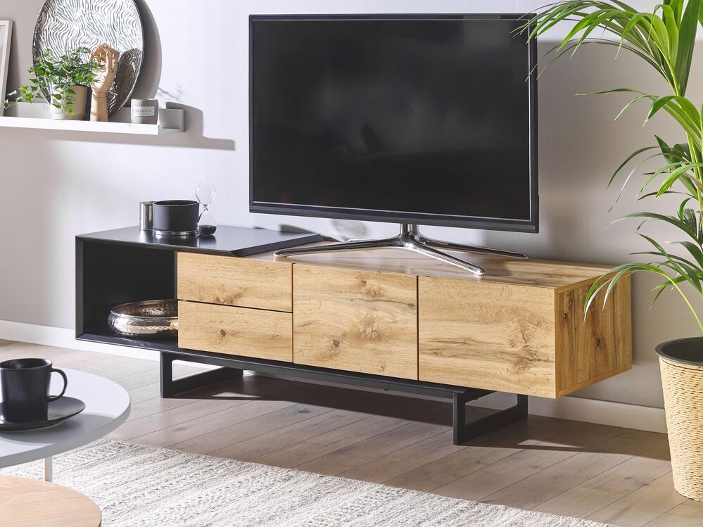[wd-etv001] Meuble TV design effet bois clair FLORA Wooden wd-etv001